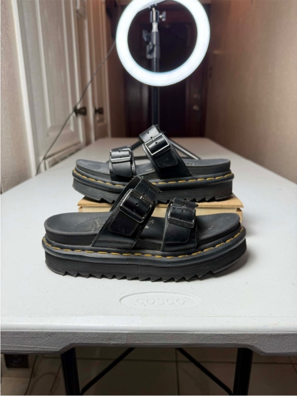 Dr. Martens Black Myles Leather Slide Sandals